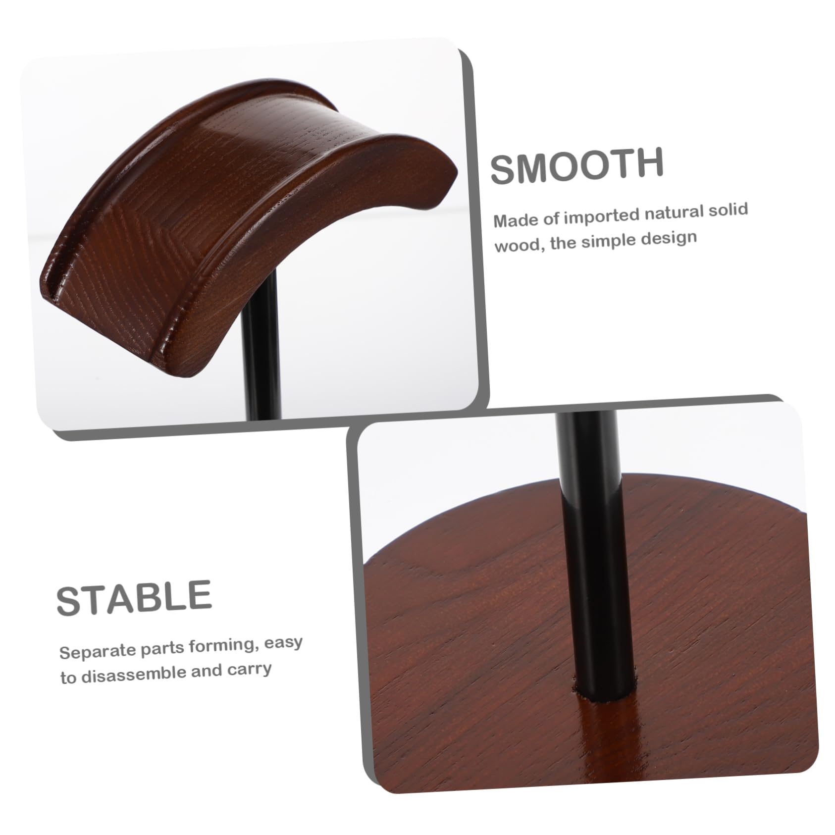 Tofficu Supporto per Cuffie in Legno per Desktop, Porta Auricolari da Scrivania, Resistente e Durevole, Accessorio per Headset e Headphone