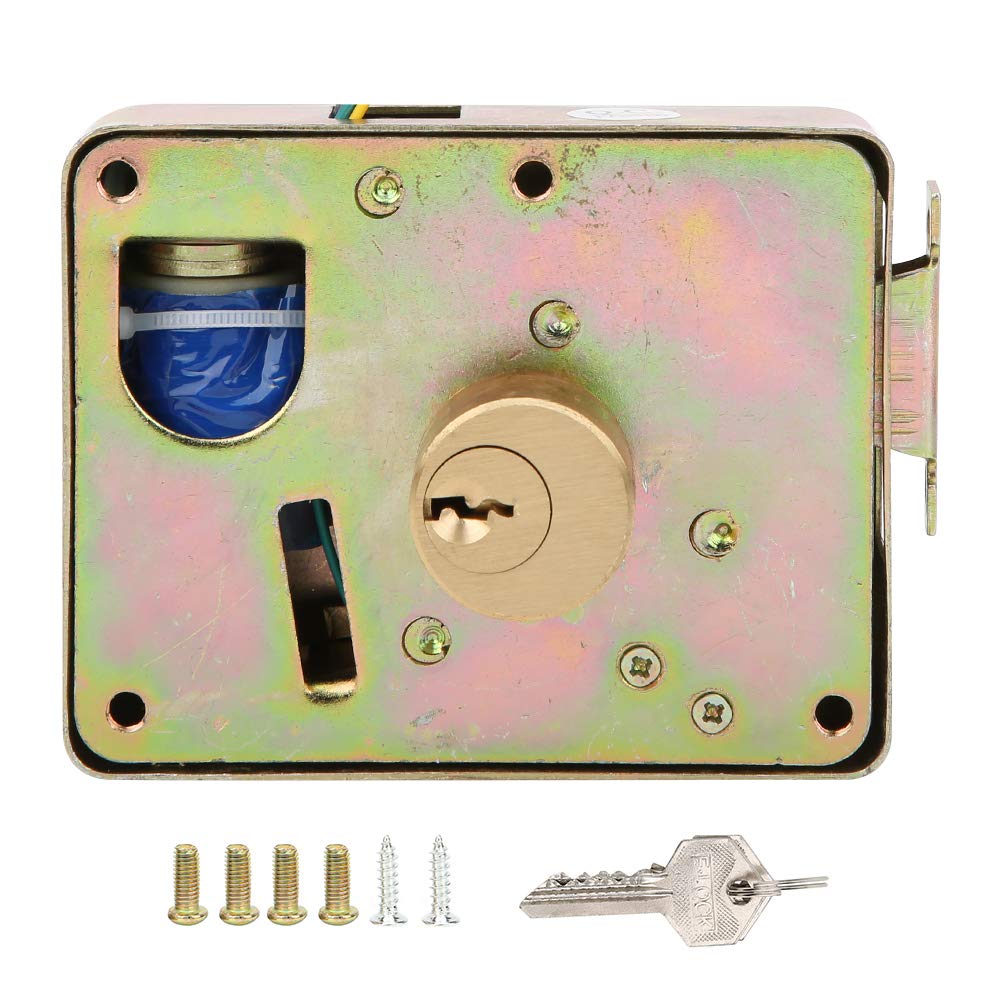 . Life Single Headed Electric Control Lock DC12V, AntiTheft Gate Lock, Home Security Lock, Security Home Door Access with 3 Keys(Cabinet Drawer Leftward Unlock)