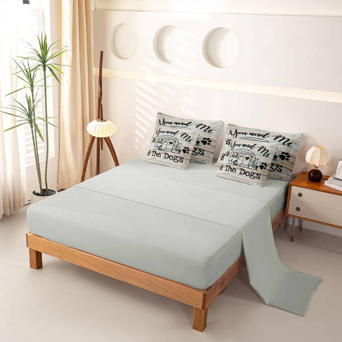 Loussiesd Juego completo de ropa de cama de 7 piezas con funda de edredón, sábanas, fundas de almohada, fundas de cojín, decoración de dormitorio, colcha transpirable para todas las estaciones