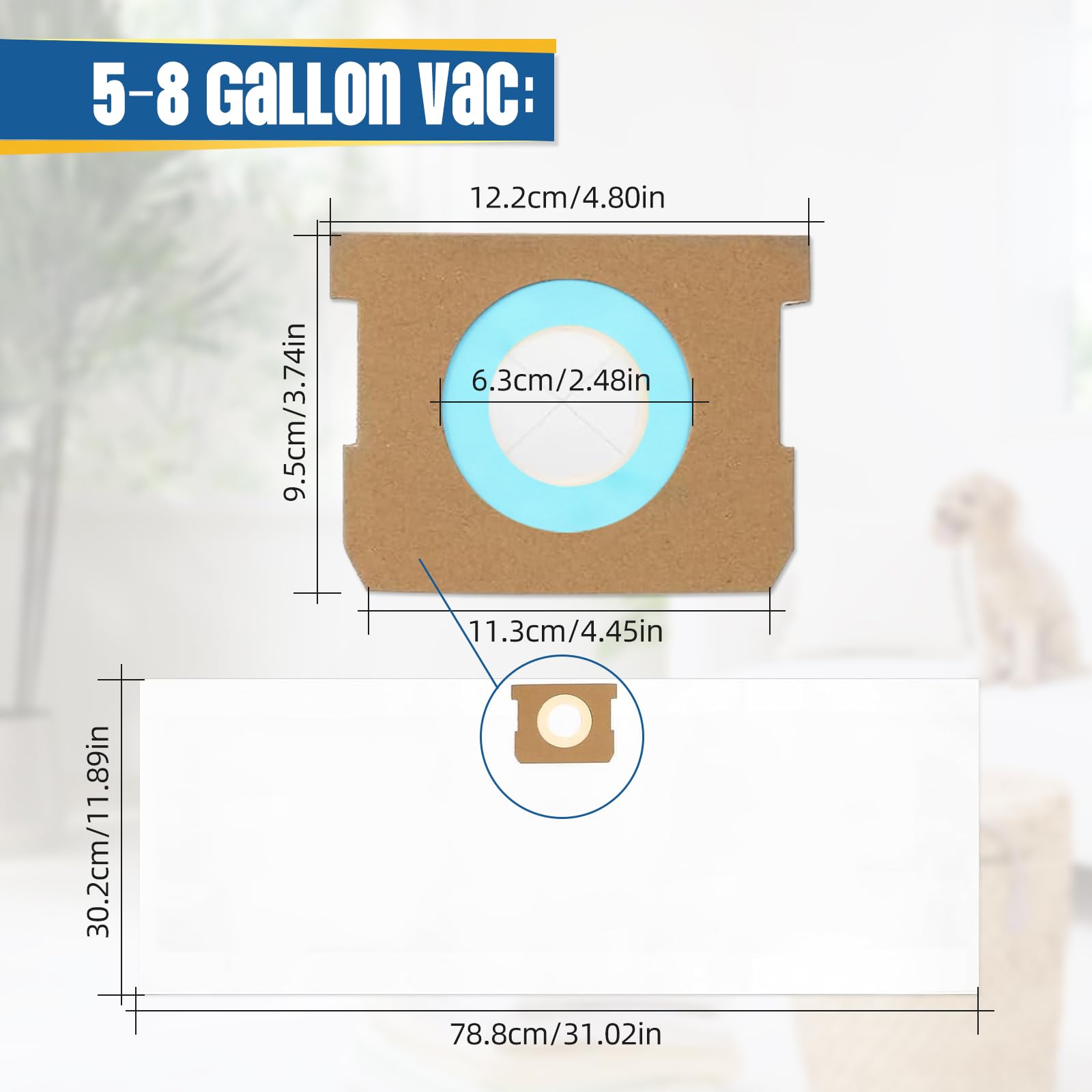 Lot de 15 sacs de rechange pour Shopvac, type E 90661 9066133, type H 90671 9067133. Sacs jetables de collecte sous vide humide et sec, blanc