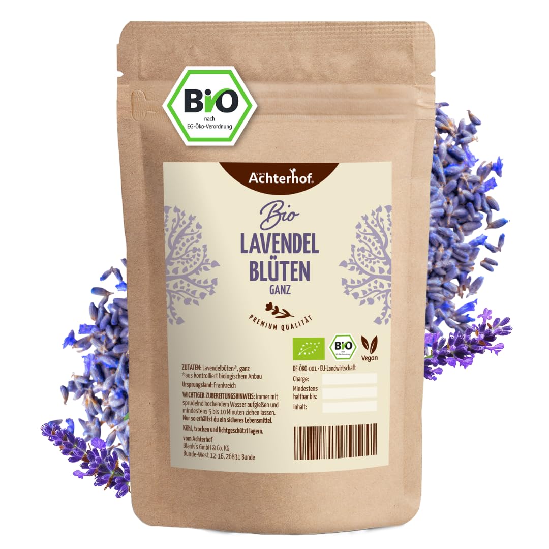 Lavendelblüten Bio getrocknet 250g | getrockneter Lavendel | Bio-Lavendel-Tee | 100% natürlich - Lebensmittelqualität | aus kontrolliert biologischen Anbau | vom Achterhof