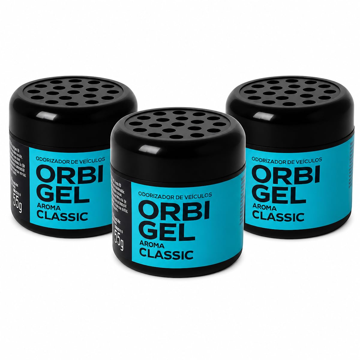 Kit 3 Aromatizantes Orbigel Classic em Gel 55g Odorizador Automotivo Carro Casa