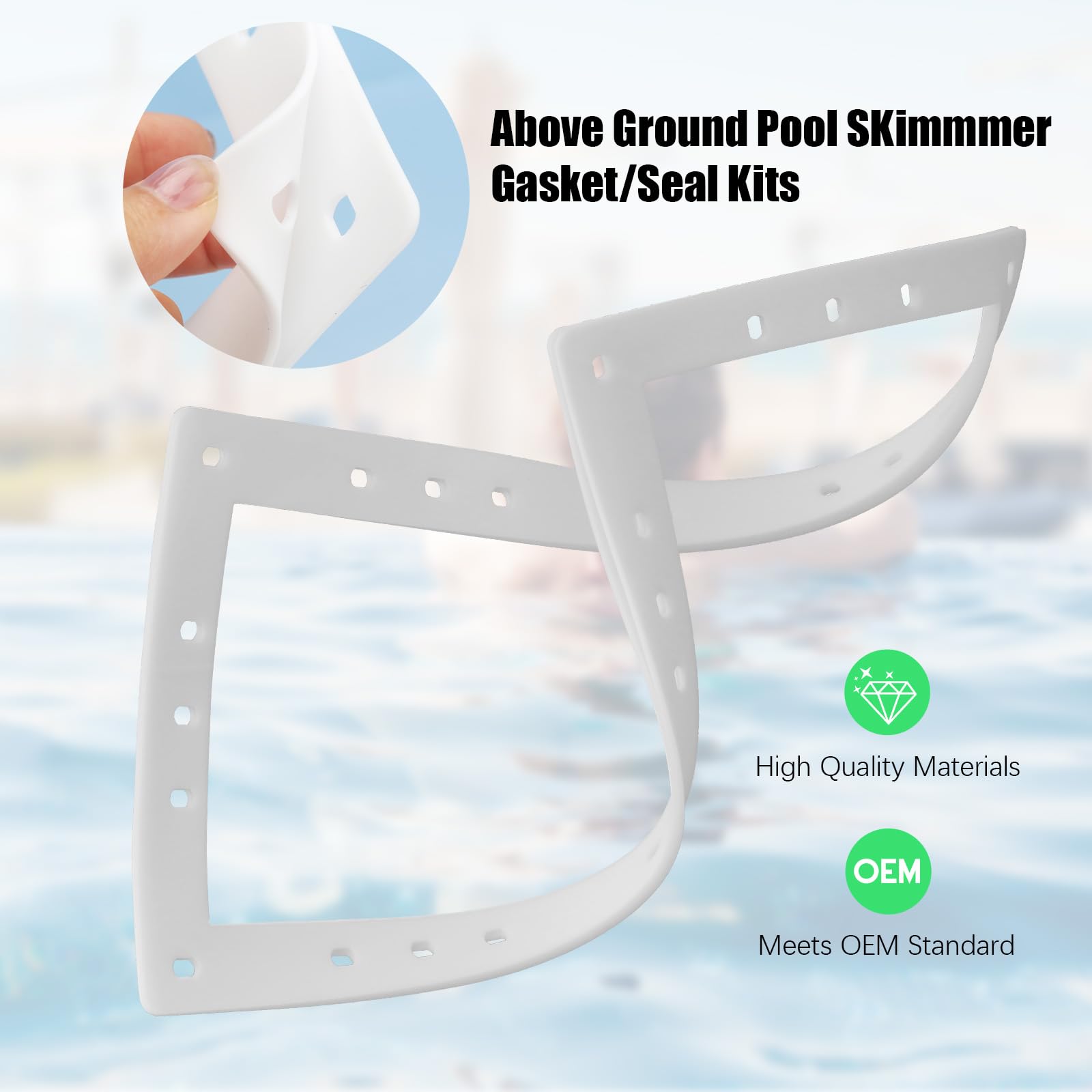 Spx1091Gw Pool Skimmer Gasket - Wide Mouth Skimmer Gasket Compatible with Hayward SP1091WM Dyna-Skim Above Ground Pool Skimmer, for Hayward Automatic Skimmers 13 3/4" x 7.5" - 4