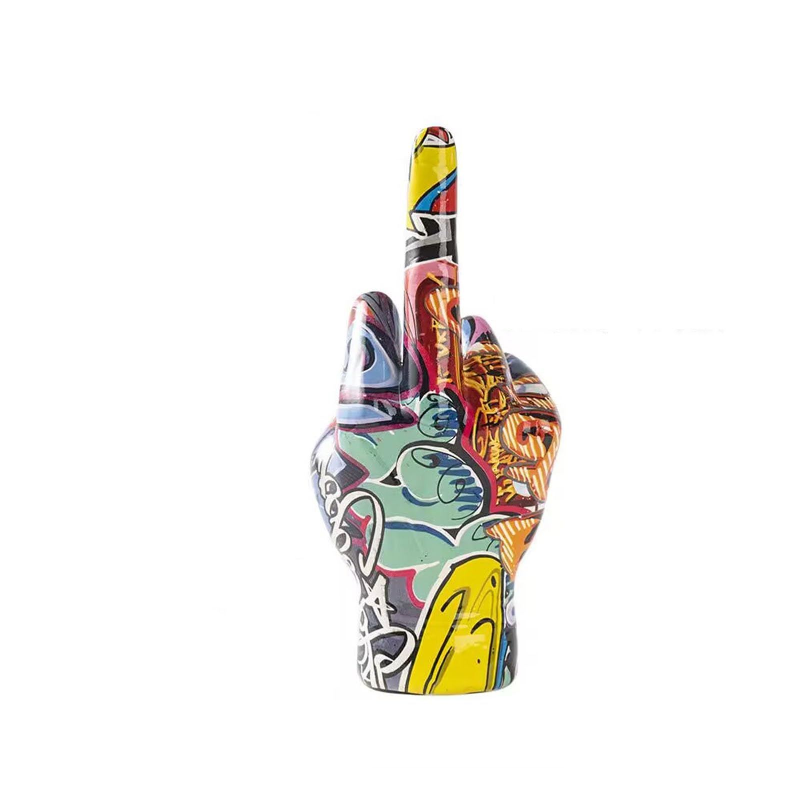 Decoration Art Statue Sculpture - Graffiti Arts Middle Finger Resin Sculpture, Modern Pop Art Hand Statue Decor