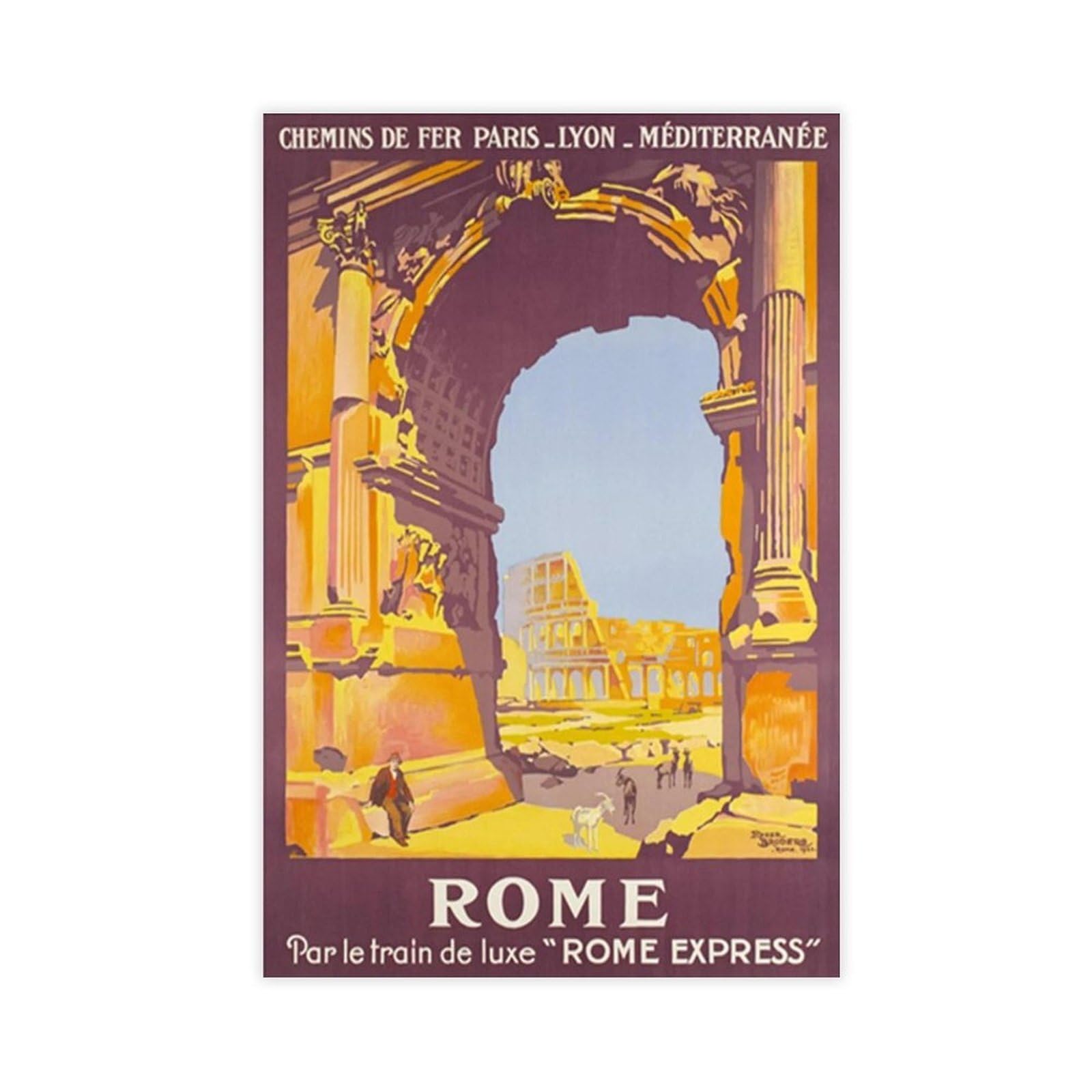 Poster vintage de voyage italien (9) sur toile pour chambre à coucher, bureau, chambre, cadeau, 61 x 91,4 cm (L x l)