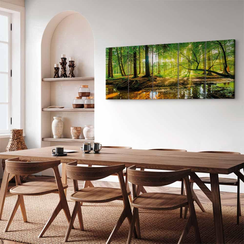 B&D XXL - Akustikbild Akustikplatten Landschaft, 225x90 cm, 5-teilig, Büro | Verbessert Raumakustik, reduziert Hall, ideal fürs Büro oder Wohnzimmer, hochwertige Verarbeitung, schnelle Montage, stilvoll