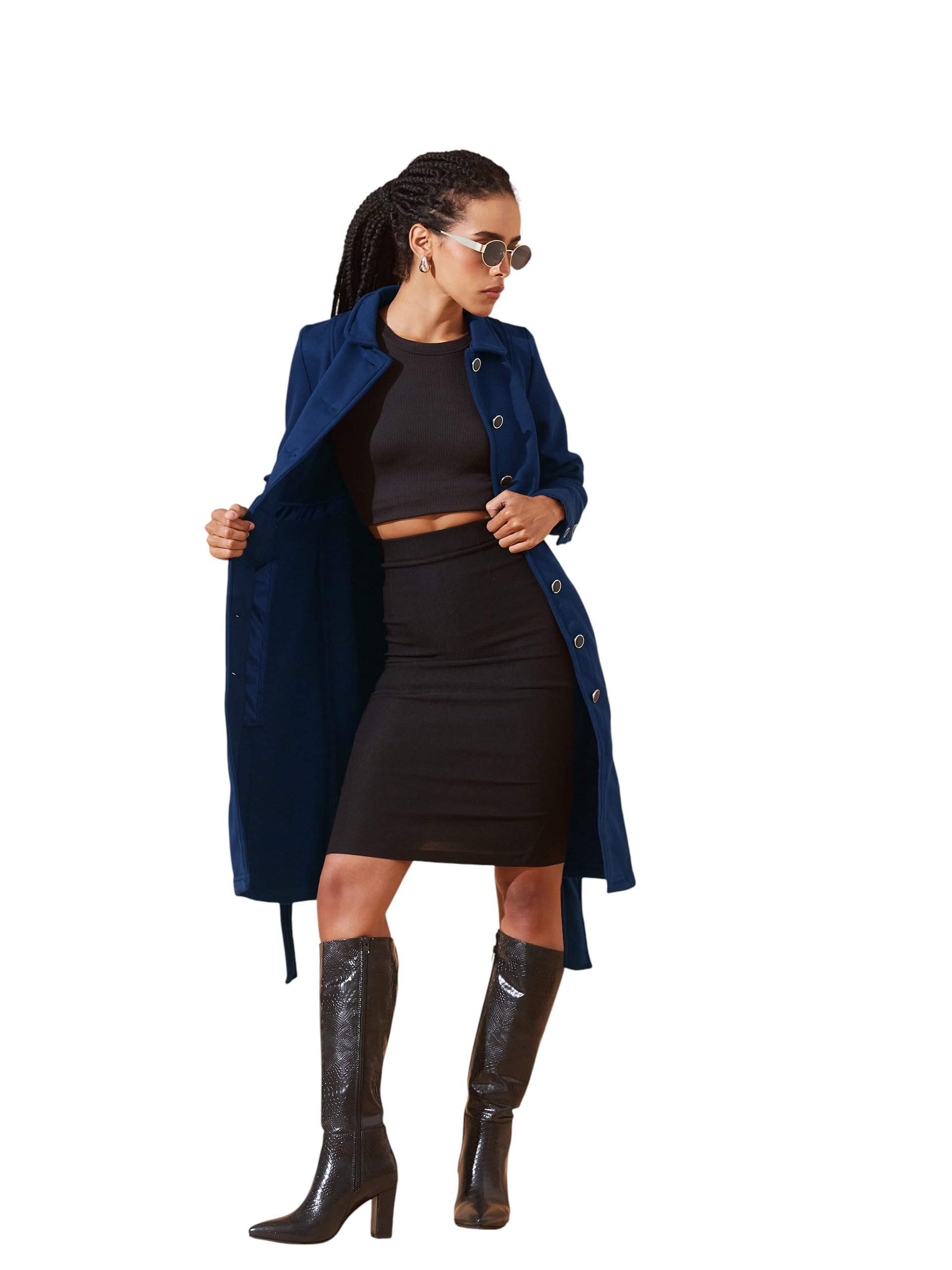dolce crudo Women's Collared Full Sleeve Tie-up Longline Jacket-picture-52