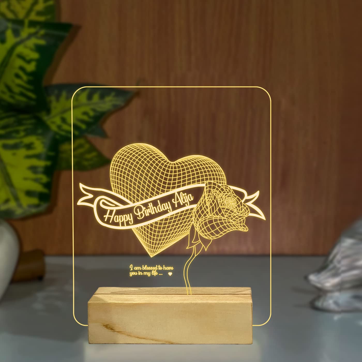 StarLaser Customized lamp Personalized with Name and Text Gift for Birthday (Warm White Light)