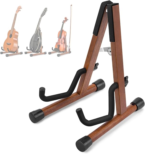 Donner Support pour violon Ukulele, en bois Mini Guitar Stand Floor pliable A Frame for Hush Guitar, Mandolin, Banjo, Petits Instruments de Musique