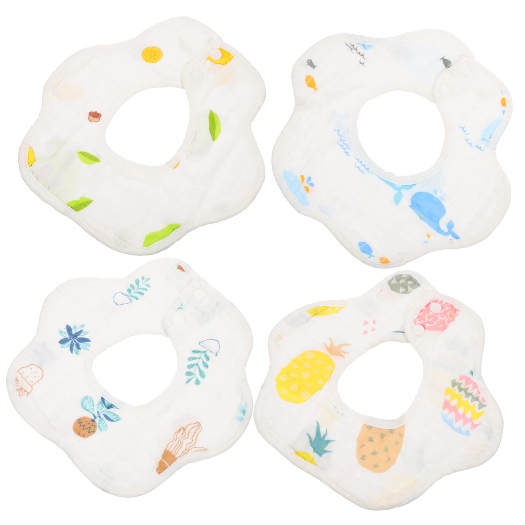 Abaodam Lot De 3 Bavoirs En Coton Pour Bébé Absorbants Et Robustes Rotatifs Pour Nouveau-nés Et Tout-petits 4 Pièces X 3