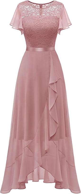 BeryLove Formal Dresses for Women 2026 Wedding Guest with Slit Cocktail Elegant Lace Long Prom Dress