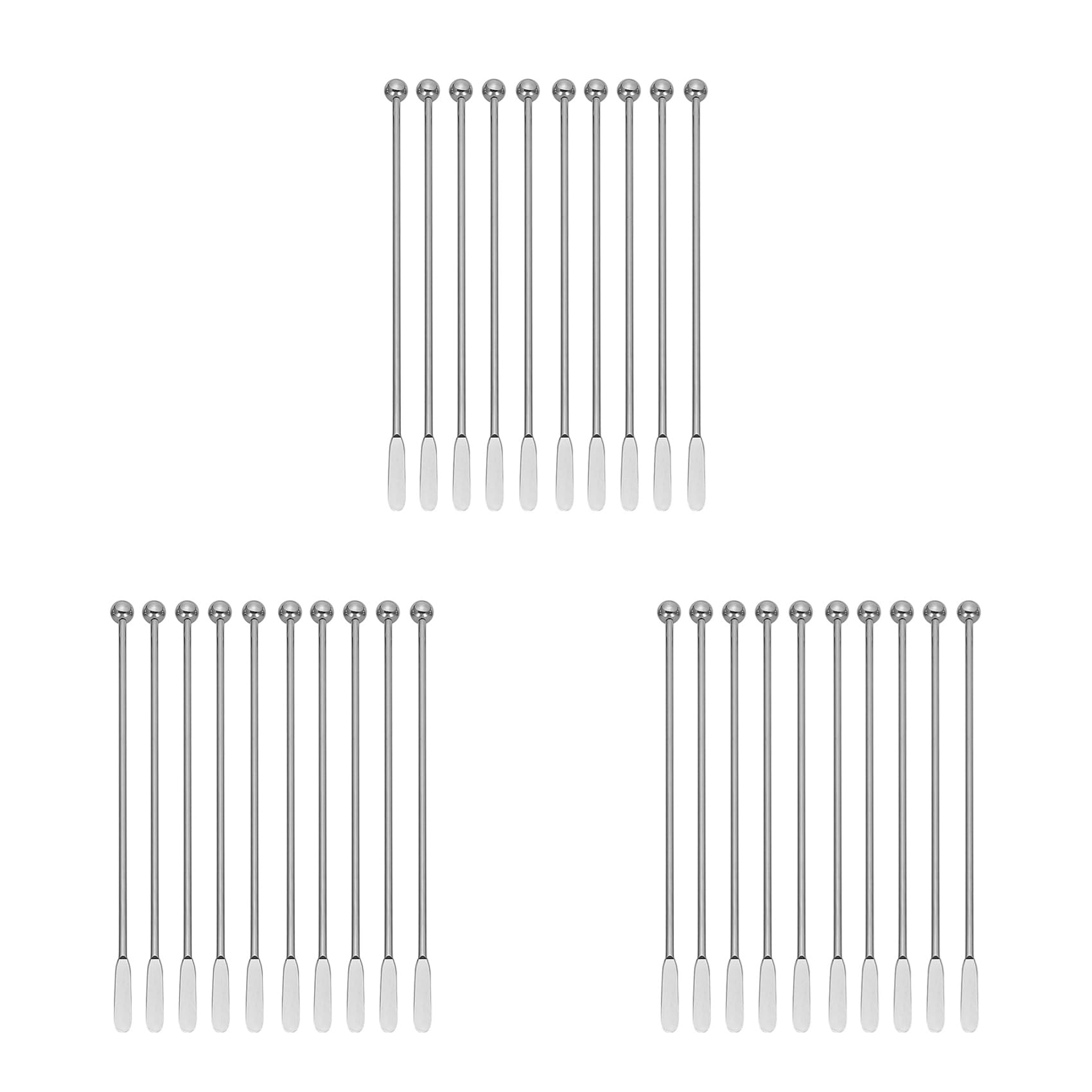 Hndhbfgrt 30pcs Swizzle Sticks Metal - Stainless Steel Mixing Cocktail Coffee Stirrers for Wine Juice 7.5 Inch, 10Pieces Pack