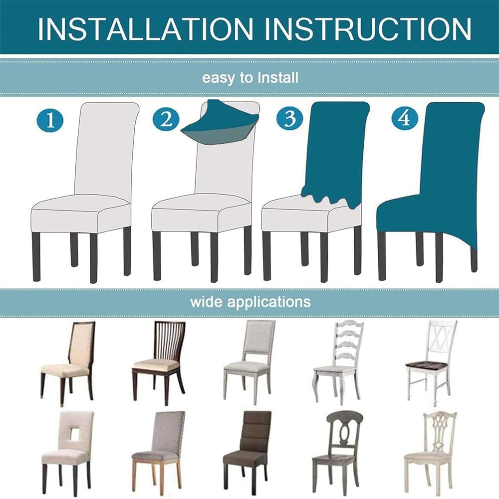 Velvet XL Dining Chair Covers, Stretch Large Chair Slipcovers for Dining Room, Soft Parson Chair Seat Covers Chair Protectors for Wedding Ceremony Banquet (Color : Navy Blue, Size : 6PCS)