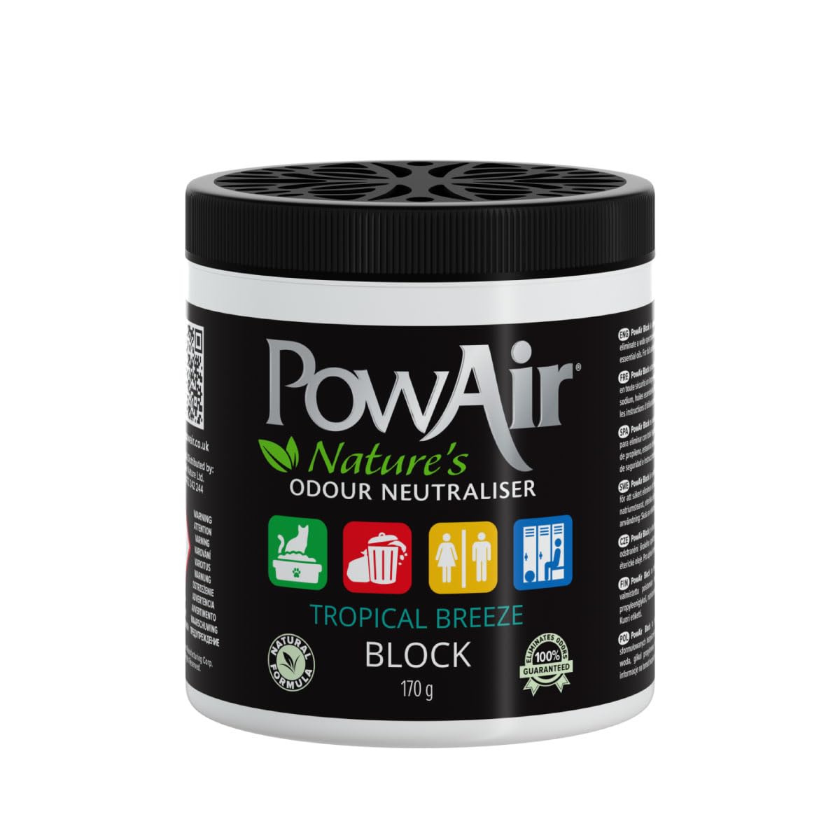 PowAirBlock Natural Odour Neutraliser - Tropical Breeze Scent 170g - Odour Control for Small Rooms and Areas - Natural Essential Oils