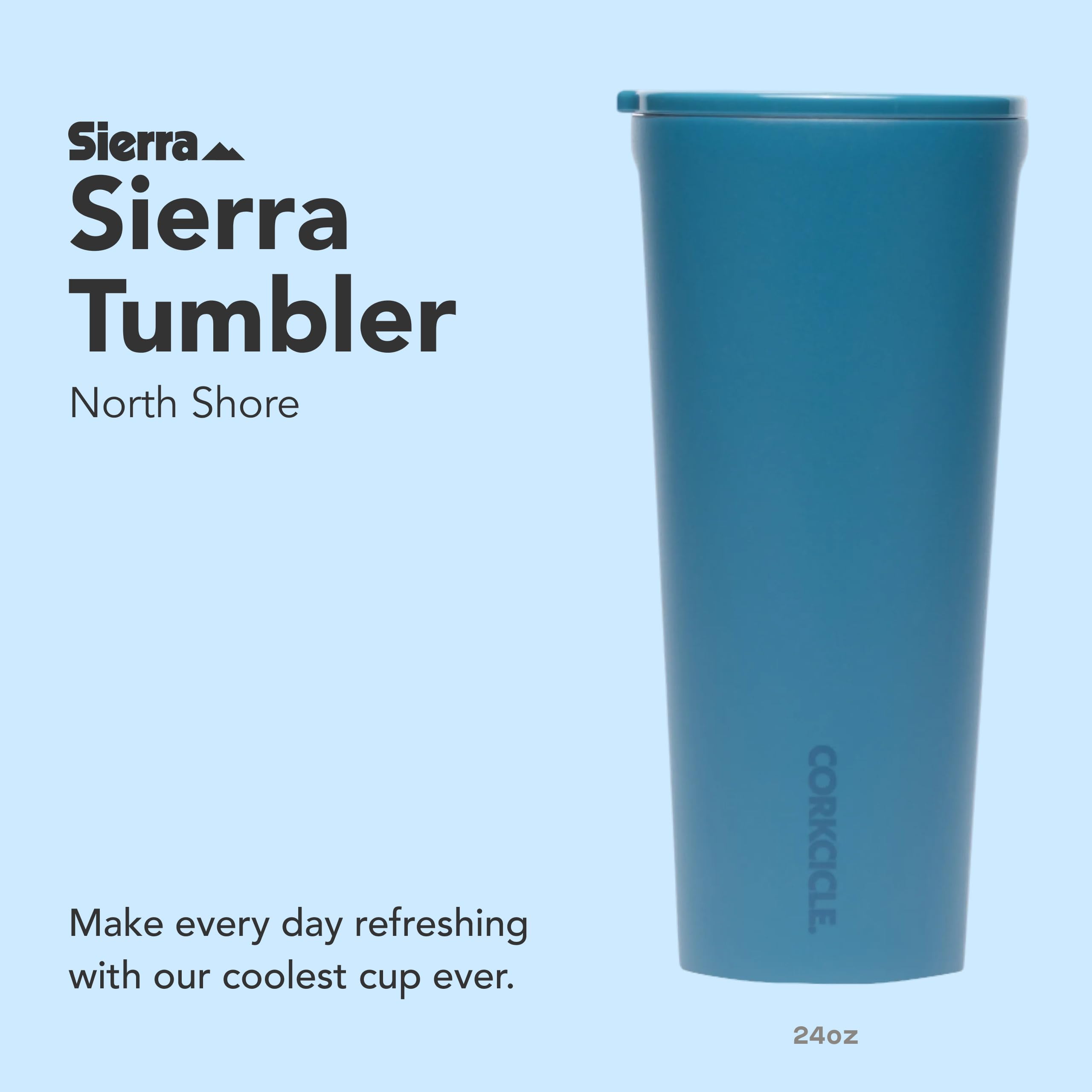 Corkcicle Tasse à café classique à triple isolation avec couvercle, North Shore, 710 ml, gobelet de voyage en acier inoxydable garde les boissons froides 9 heures et plus et chaudes 3 heures – Gobelet