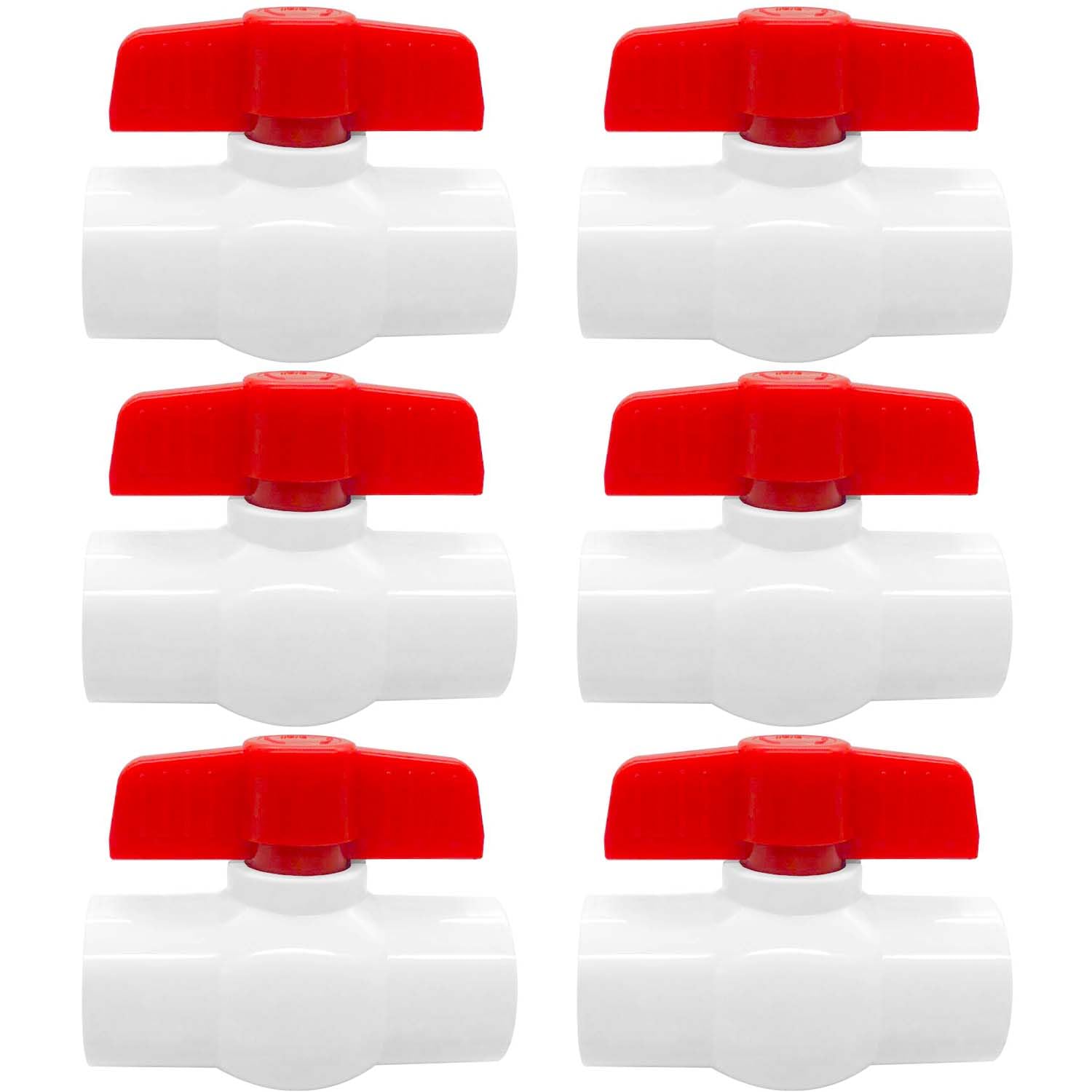 YSIL 6Pcs 1/2 Inch PVC Ball Valve - Slip Socket Shut-off Valve With T-Handle For Irrigation & Plumbing