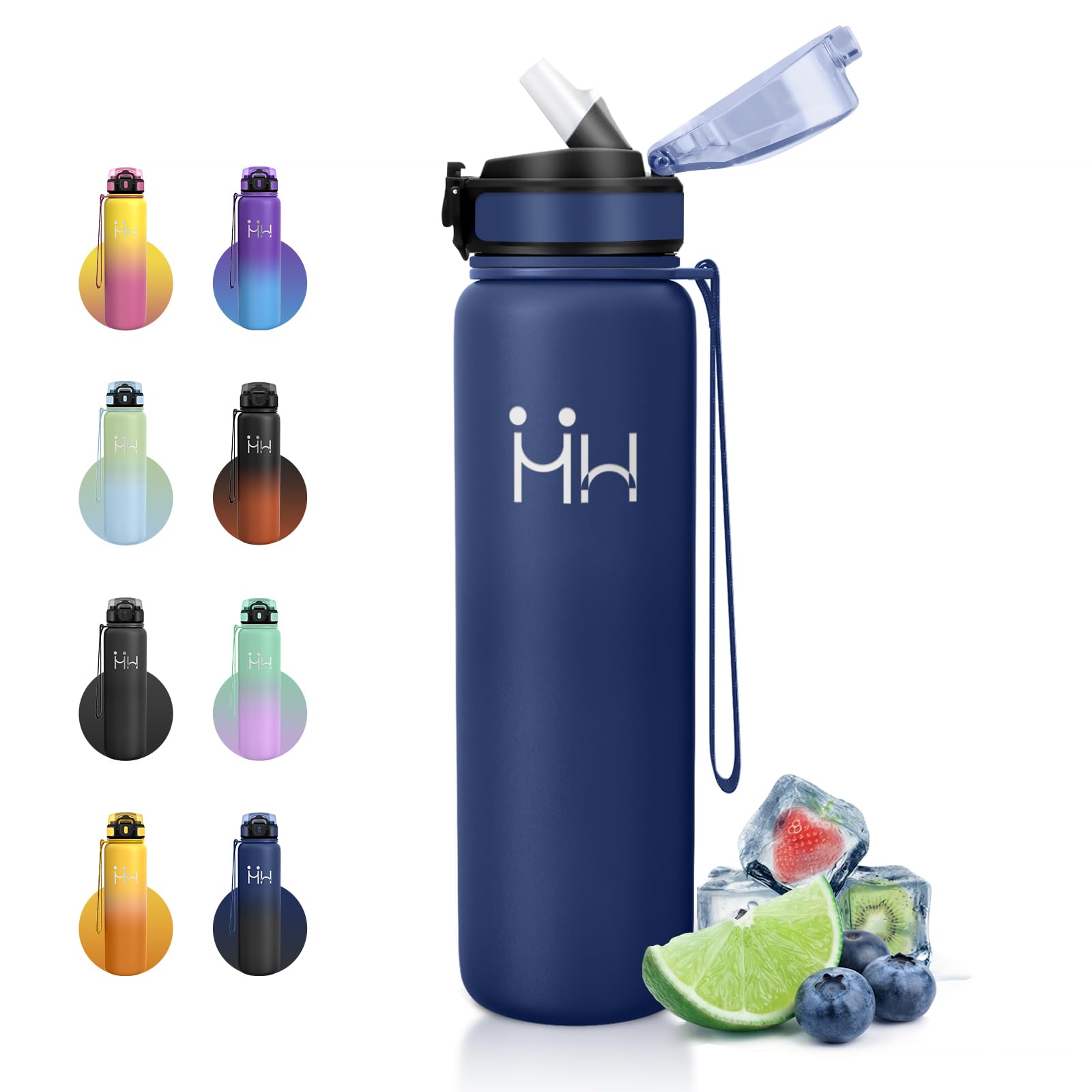 JAPORIA Borraccia Acciaio Inox 1 Litro, Borraccia Termica con Cannuccia, Termos senza BPA, Bottiglia Acqua a Prova di Perdite, Borracce Termiche per Palestra, Gimnasio, Sport, Ciclismo - 2