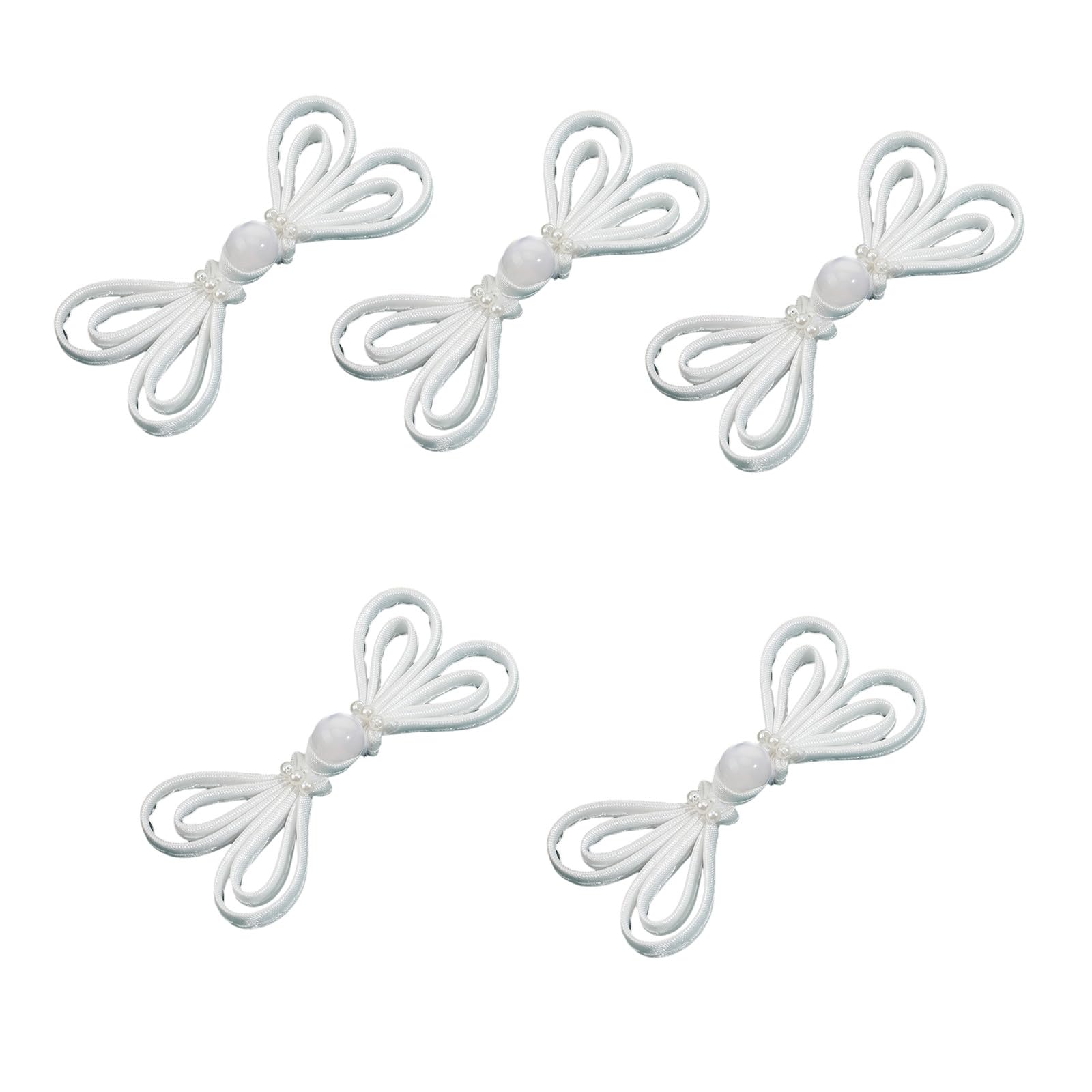 Tsophreniq 5pcs Cheongsam Sewing Fasteners Chinese Frog Button Chinese Closure Buttons with Beads for Sweater