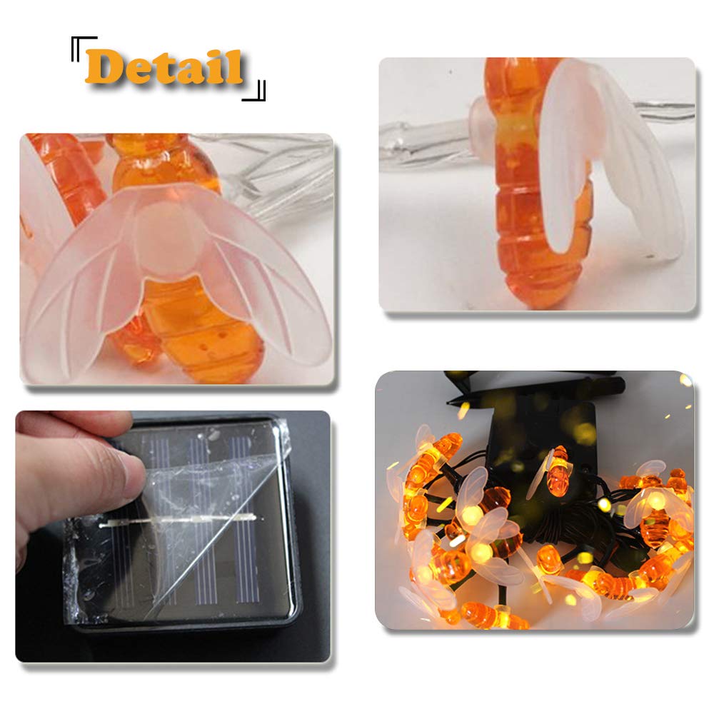 Guirlande Lumineuse Solaire Extérieur, 6 M-20 Led Lanternes 8 Modes Lampion Solaire Exterieur