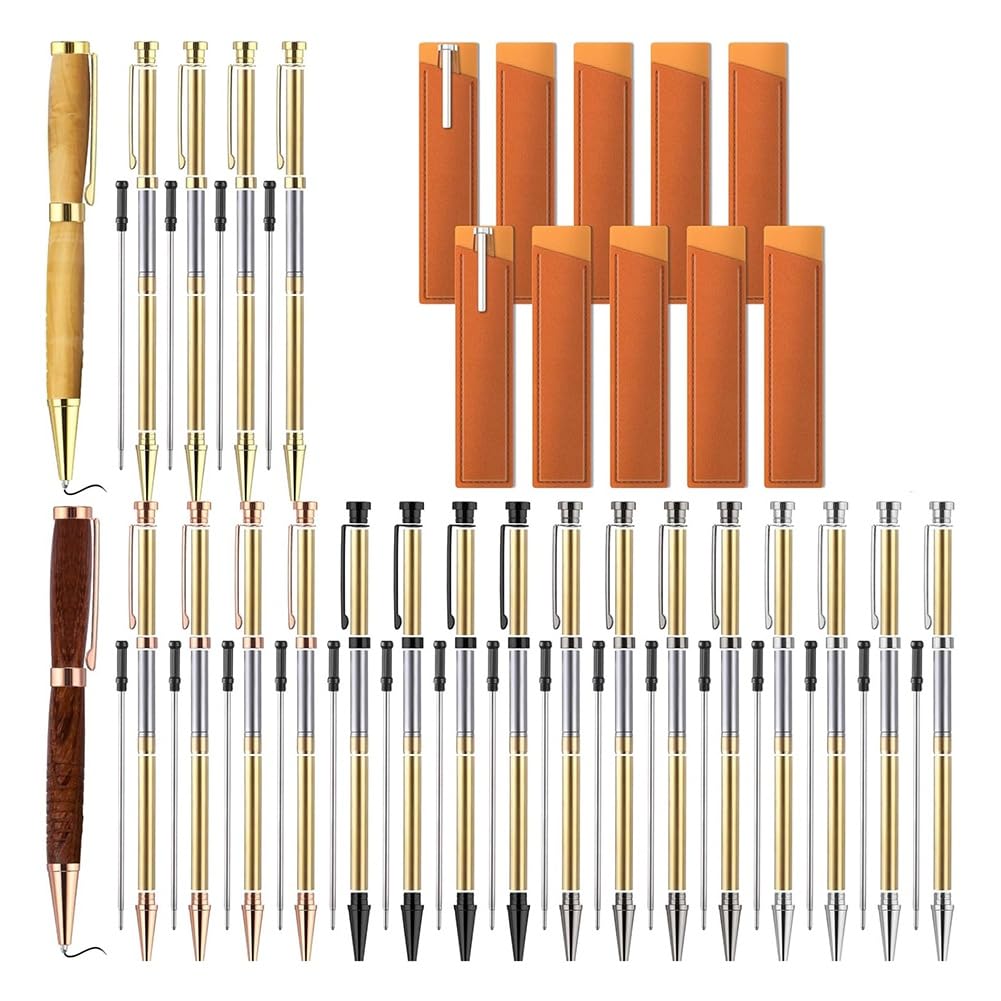 Littimoon Woodturning Pen Kit Set of 10 for Lathe Turning Package Projects- Includes 7mm Slimline Pen Kits, DIY Craft Forcing Supplies D