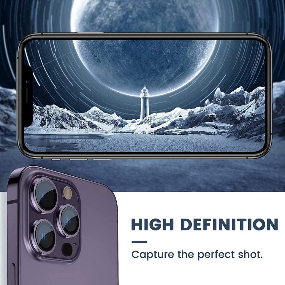 Image of Skinomi Camera Lens Protector Compatible with iPhone 14 pro max[Anti-Scratch] Premium Tempered Glass Film Aluminum Alloy Lens Ring Cover, purple