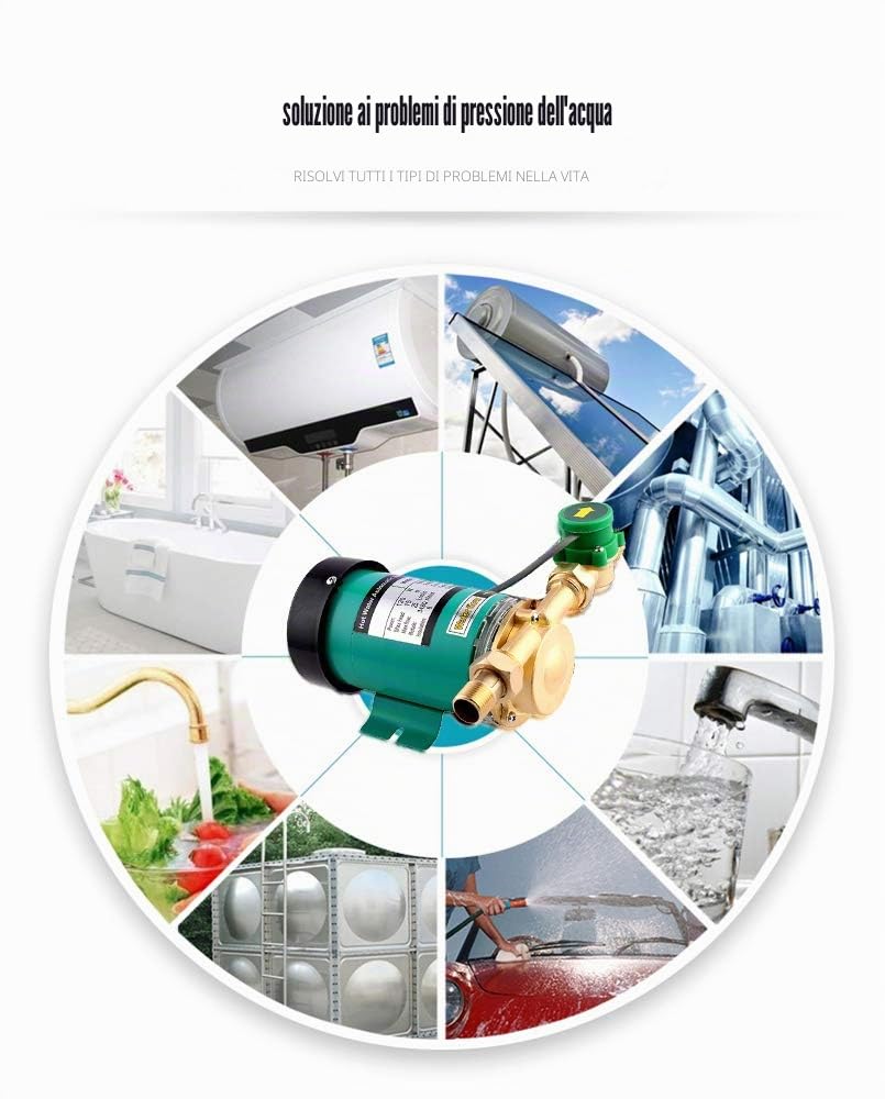 Pompa di Circolazione Pompa dell'Acqua Calda Booster Pompa Auto/Manuale Regolabile Pompa acqua per Doccia Acquario Domestico,120W 1500l / H 15m