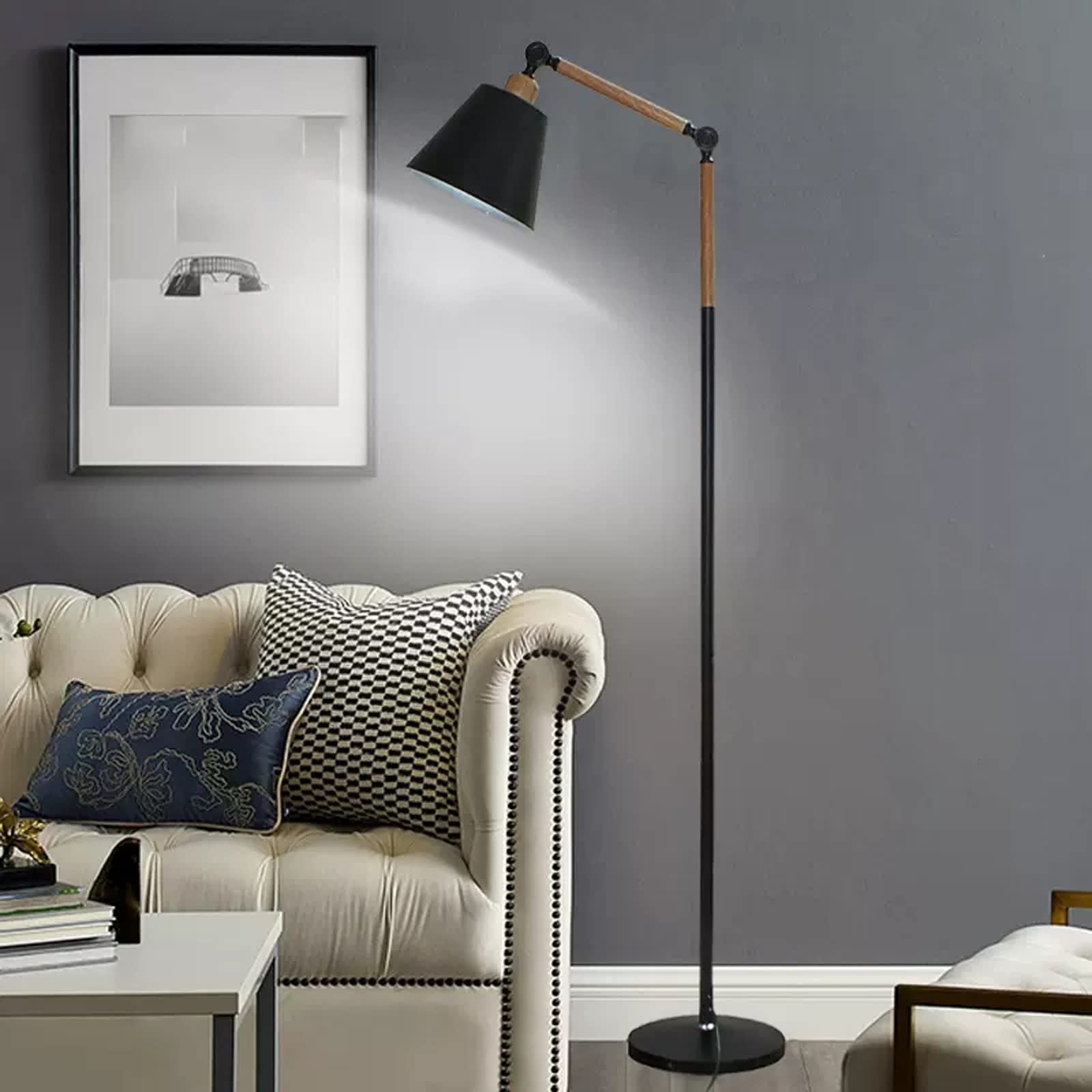 Lampen Stehlampe mit weißer und schwarzer Helligkeit (ohne Lichtquelle)(Weiß)