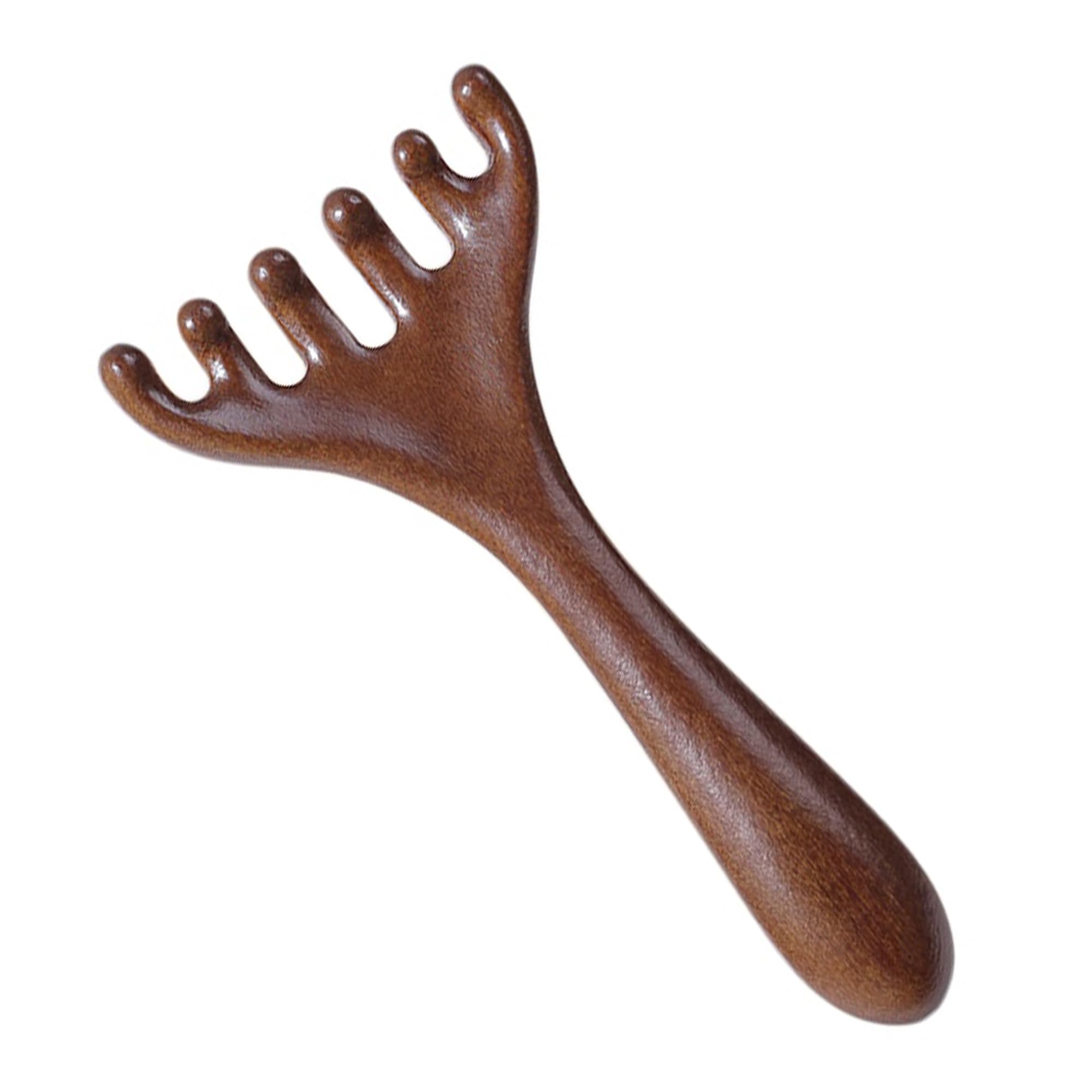 Meltryllis カッサ 頭皮 マッサージ かっさ プレート 天然タン材 くし型 頭皮マッサージ 多機能 ゴールデンシタン (頭皮)