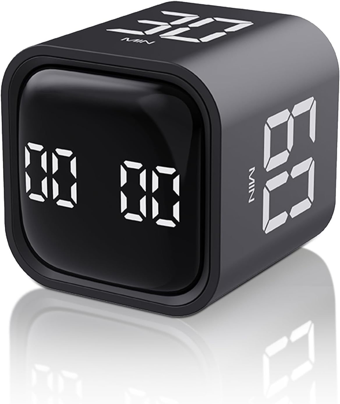 5/10/30/60m Preset and Custom Countdown Pomodoro Timer, Rotating Productivity Timer w/Gravity Sensor, Pause and Resume, Silent, Vibrate and Adjustable Sound Alarm for Tasks, Work, Study, Kitchen