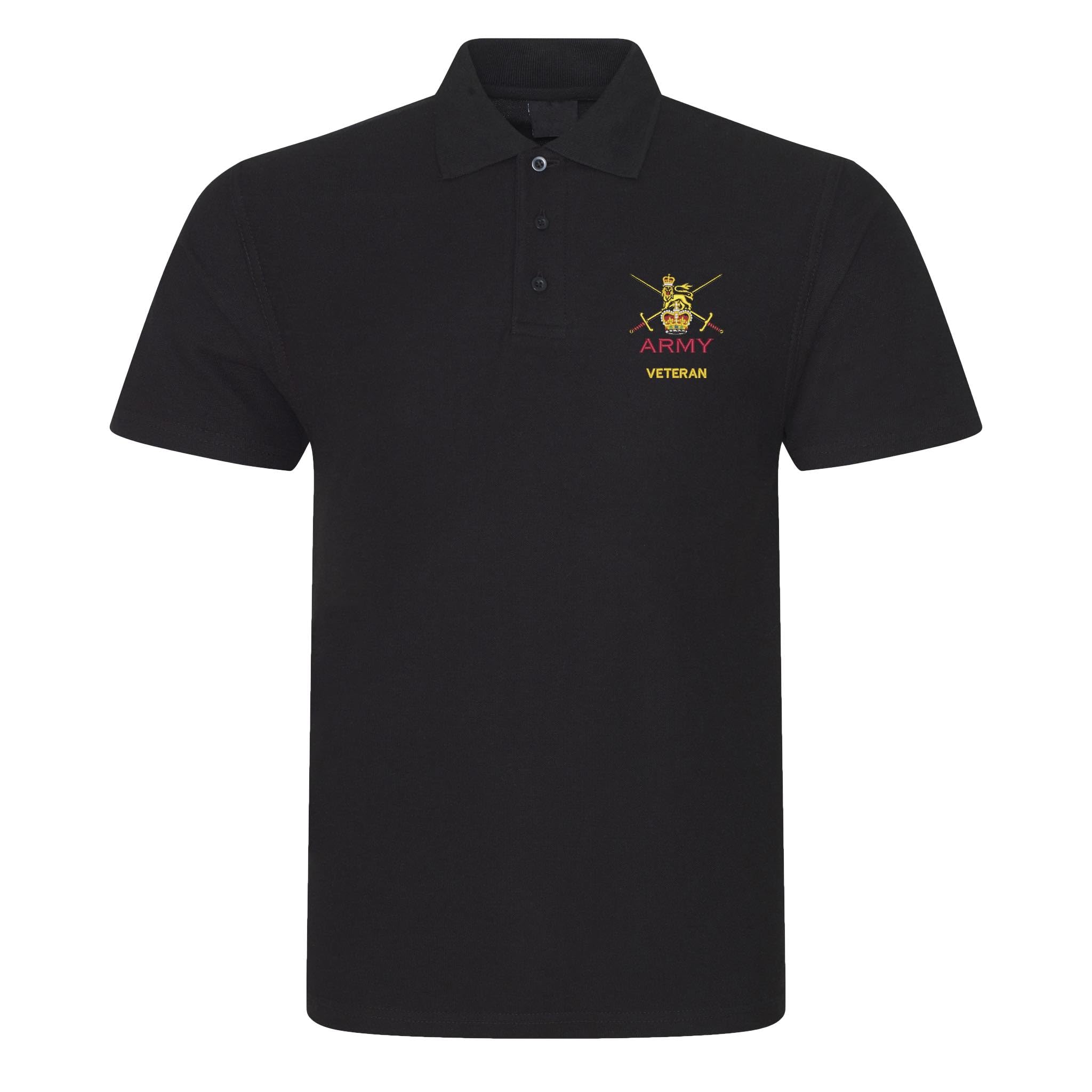 The Military Store Men's Black Army Veteran Embroidered Polo Shirt, 5X Large