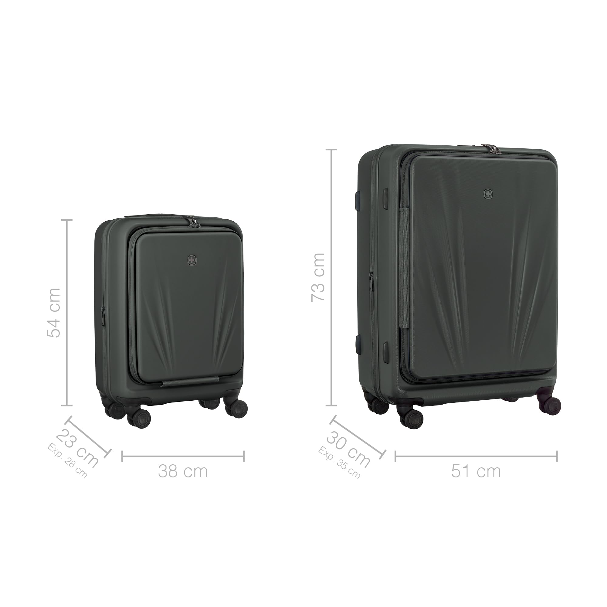WENGER Skyon, zestaw 2 walizek twardych (S/L), 4 podwójne kółka, 103 (120) l, zamek TSA, antracytowy, 653565
