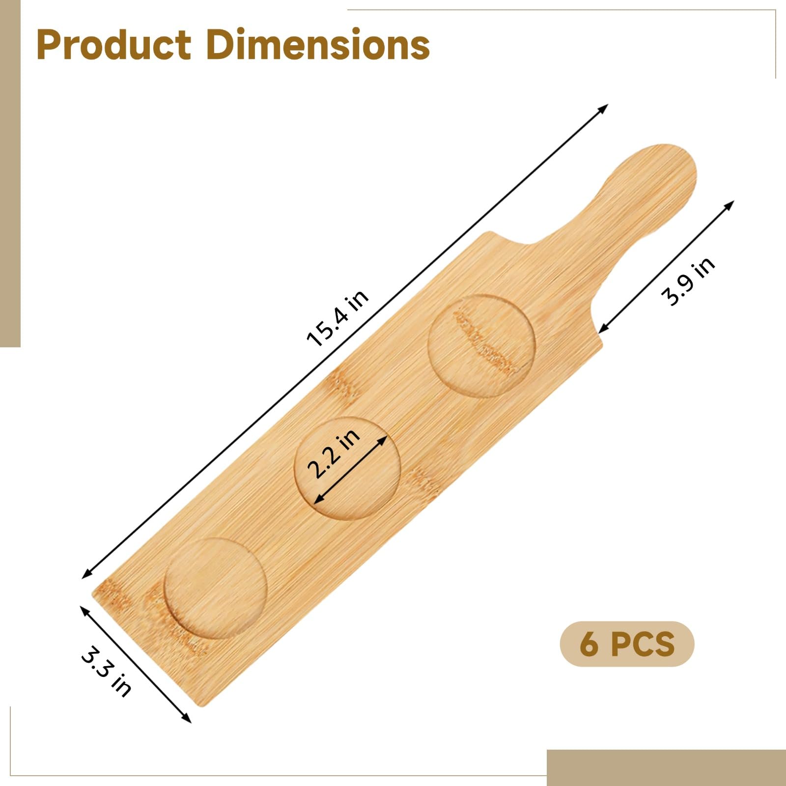 6 tavolette in legno per degustazione, vassoio da portata con 3 fessure per vino, birra, whisky, campionatore, slot da 5,6 cm, espositore in legno per bar, ristorante, cucina, feste