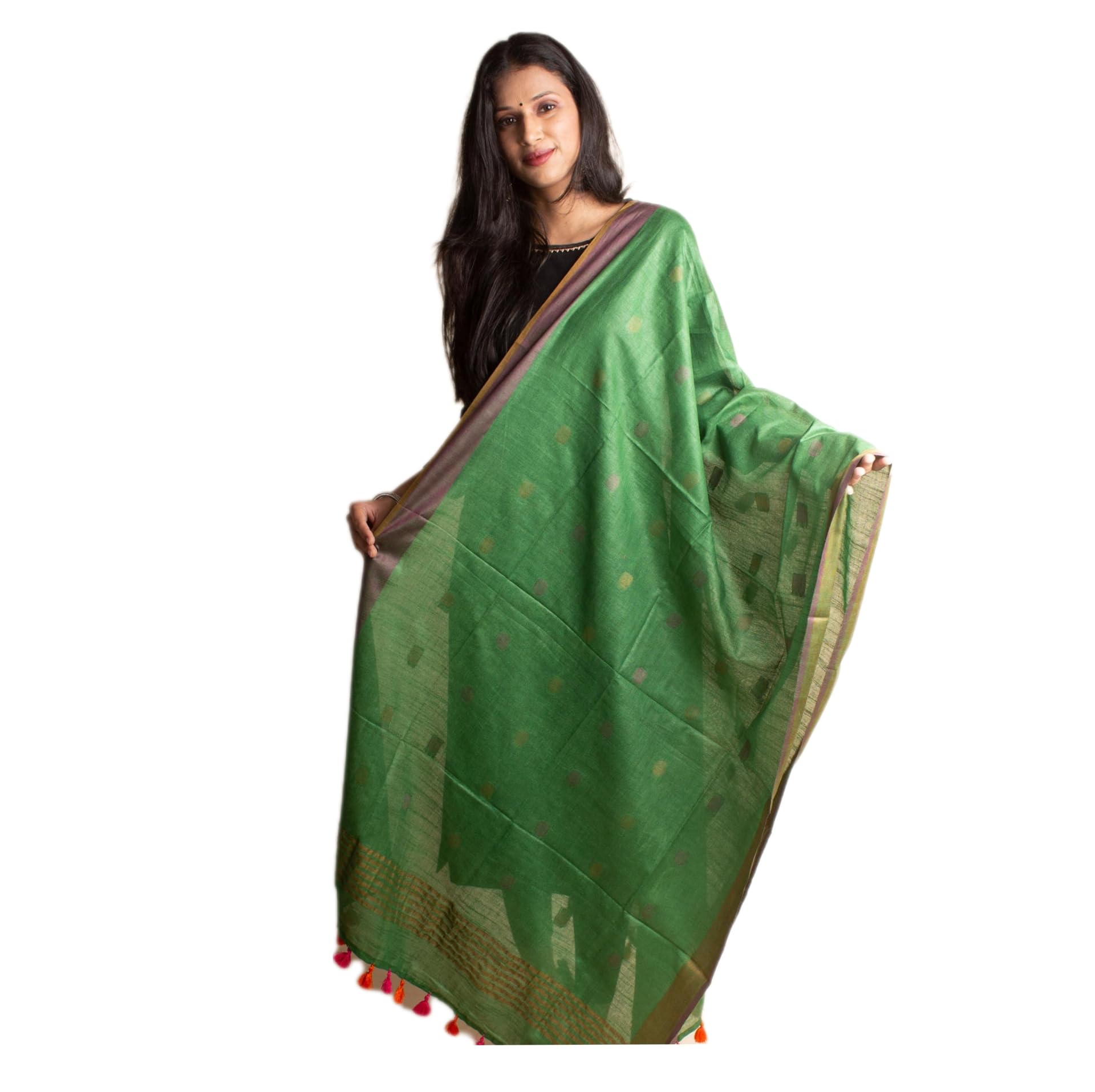 zafreen handloom Women's Bhagalpuri Handwoven Semi Linen Dupatta (Stole), Free Size-picture-46