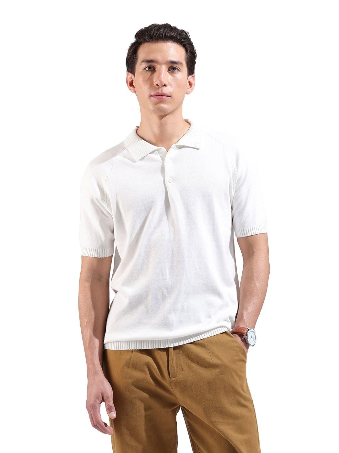 The Indian Garage Co Męska koszulka polo slim fit teksturowana płaska dzianina pół rękaw