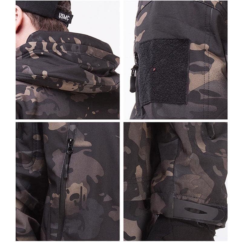 Taktisches Camouflage Softshell Hoody Jacke Mantel Hose Bekleidungsset