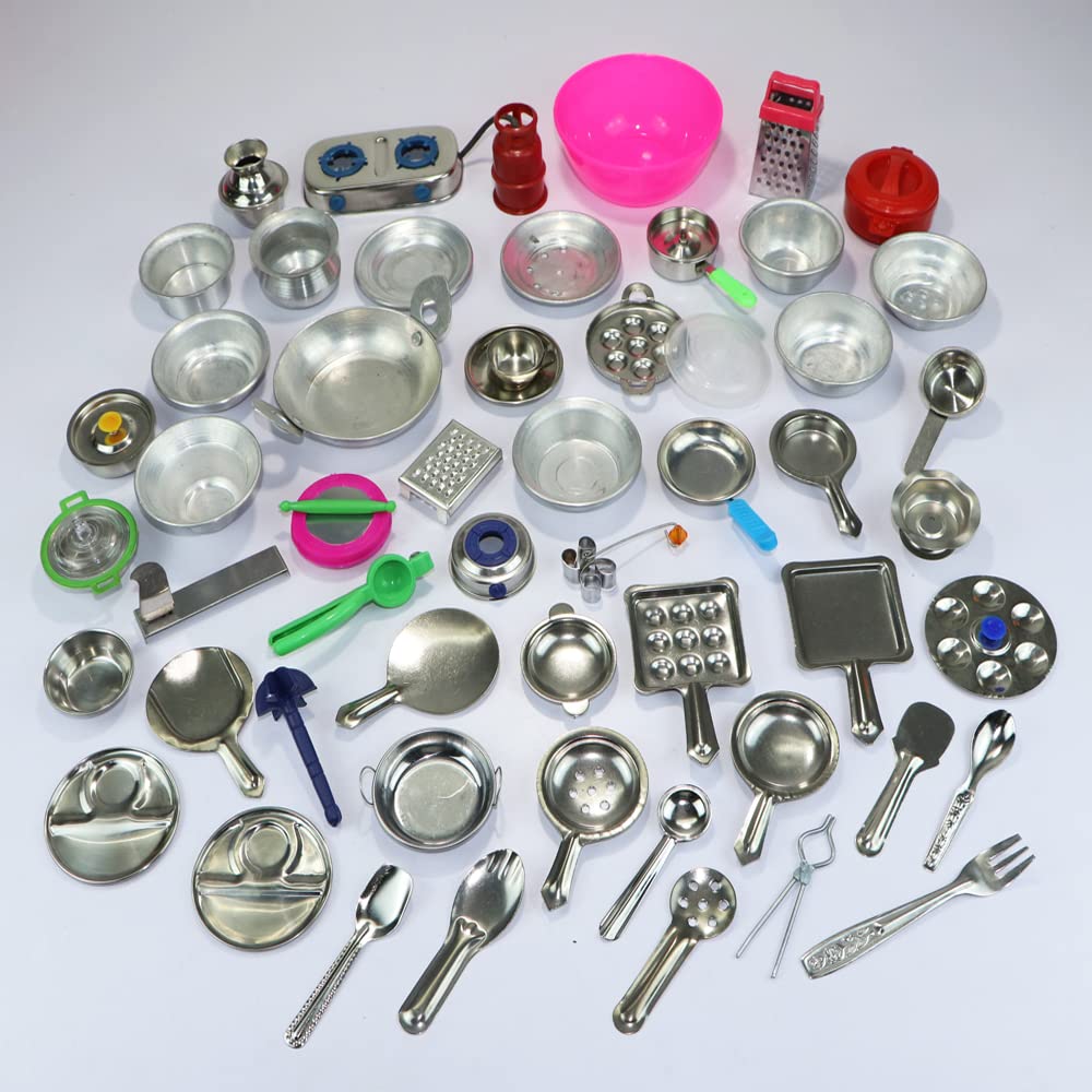53 Pieces - Miniature Kitchen Set, Mini Kitchen Set, Kitchen Set for Kids Girls, Real Cooking Kit for Play, Steel Kitchen Set for Girls, Choppu Jaman, Miniature Cooking Set (Pack - 53) (B0BCR4M76C) Amazon Price History, Amazon Price Tracker