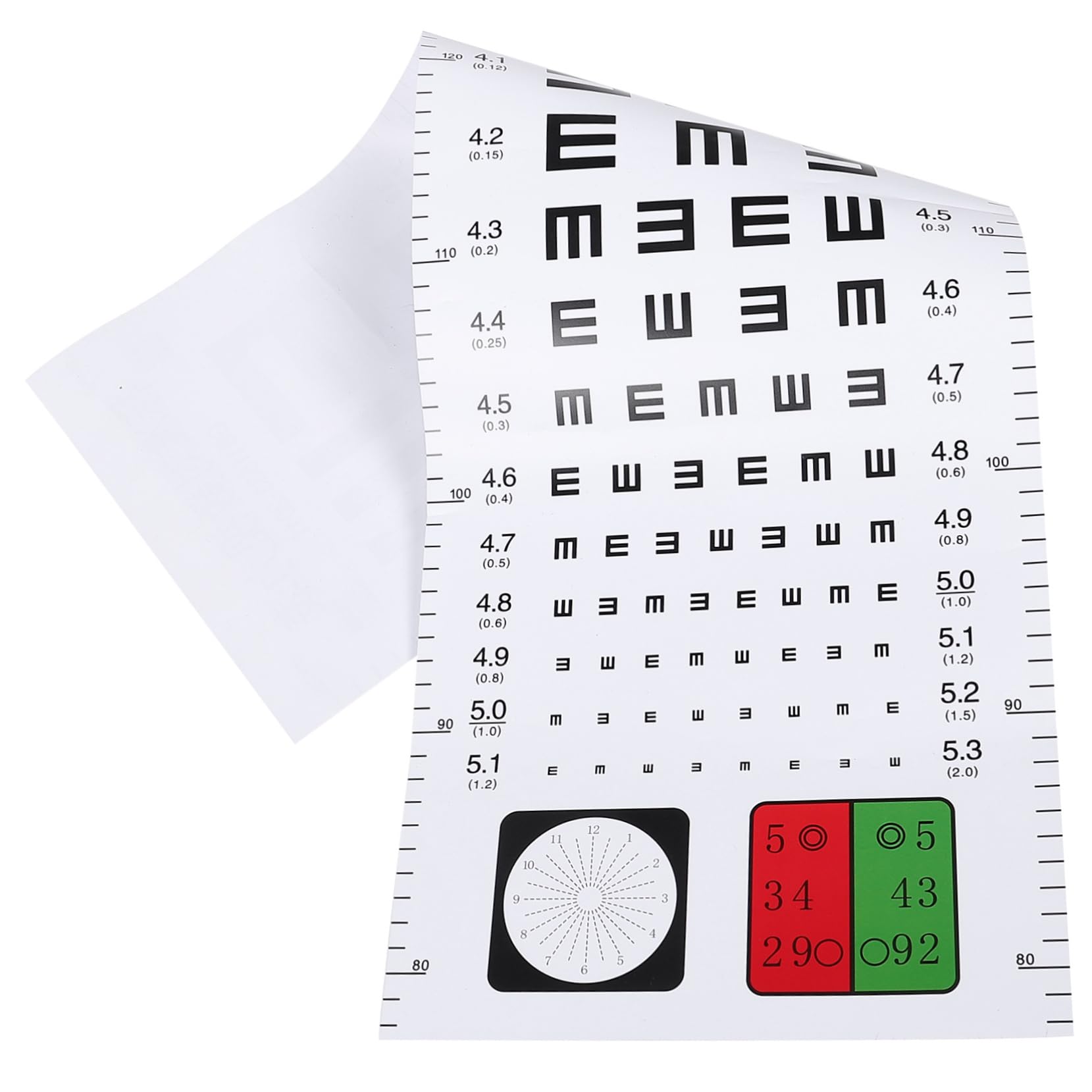 MUSISALY Plastic Food Labels Stickers Round Standard Visual Test Chart Visual Examination Chart Eye Vision Test Chart