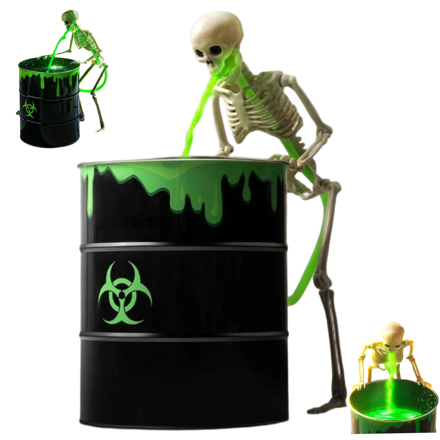 Striegro Halloween Skeleton Decor, Glow in Dark, Green, 10in..
