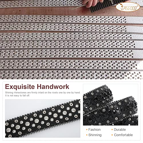 JASGOOD Rhinestone Belt for Women and Men Ladies Weatern Cowgirl Cowboy Bling Belt for Jeans Pants Dress4