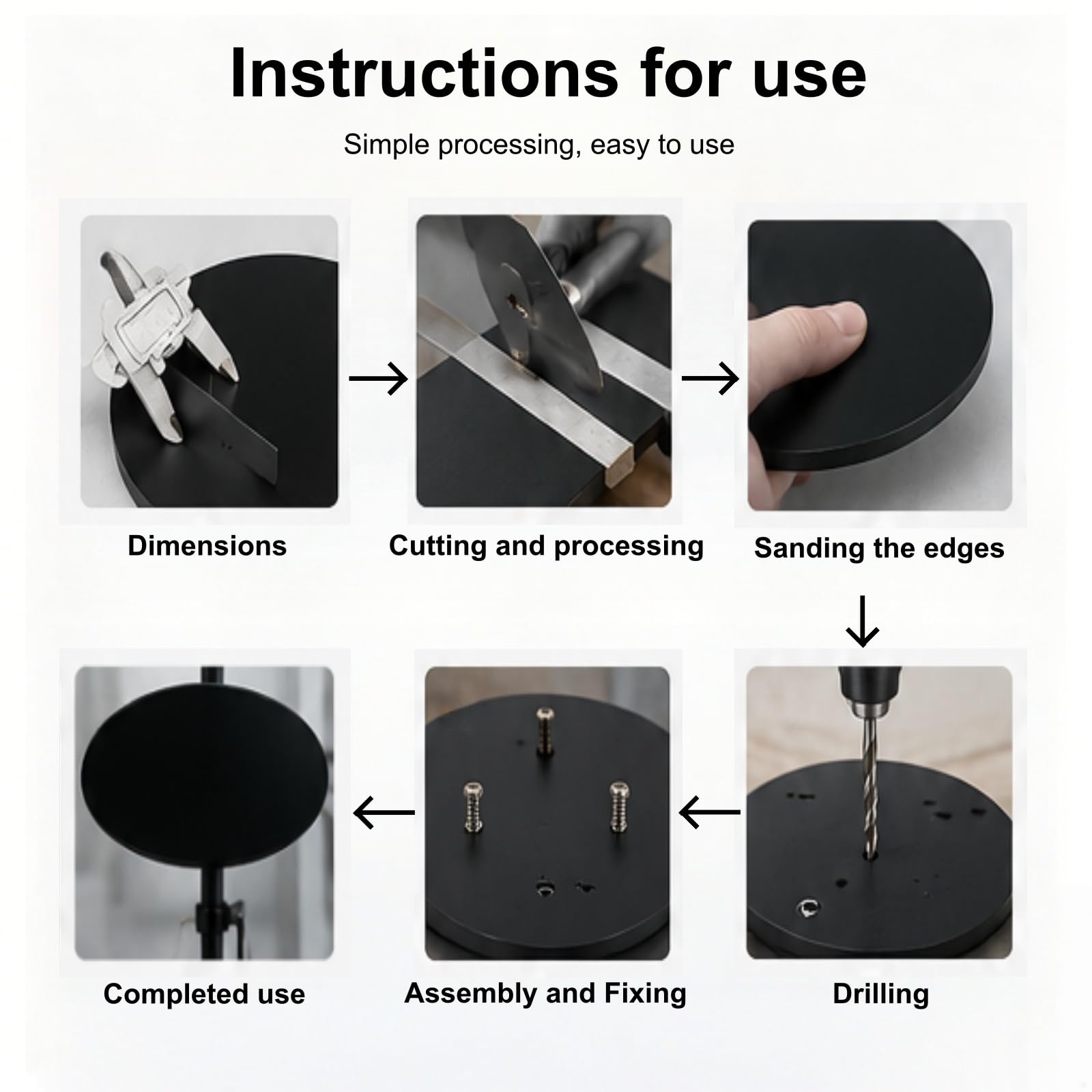 Foglio Sottile in ABS Nero Disco Circolare Diametro 450 mm Tavola in plastica Rigida Durevole per Modelli RC, insegne, Cosplay e Lavorazione CNC,5mm