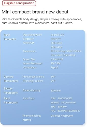 Miniatura 9 de Super Mini Smartphone 4G SOYES XS16 Android 10.0 Stundent Teléfono celular 5MP 2000mAh 3 pulgadas Respaldo de tamaño de mano pequeño teléfono móvil