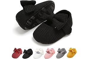 Baby Girl Black Shoes, Infant Soft Sole Warm Booties, Cozy Fleece Crib Shoes