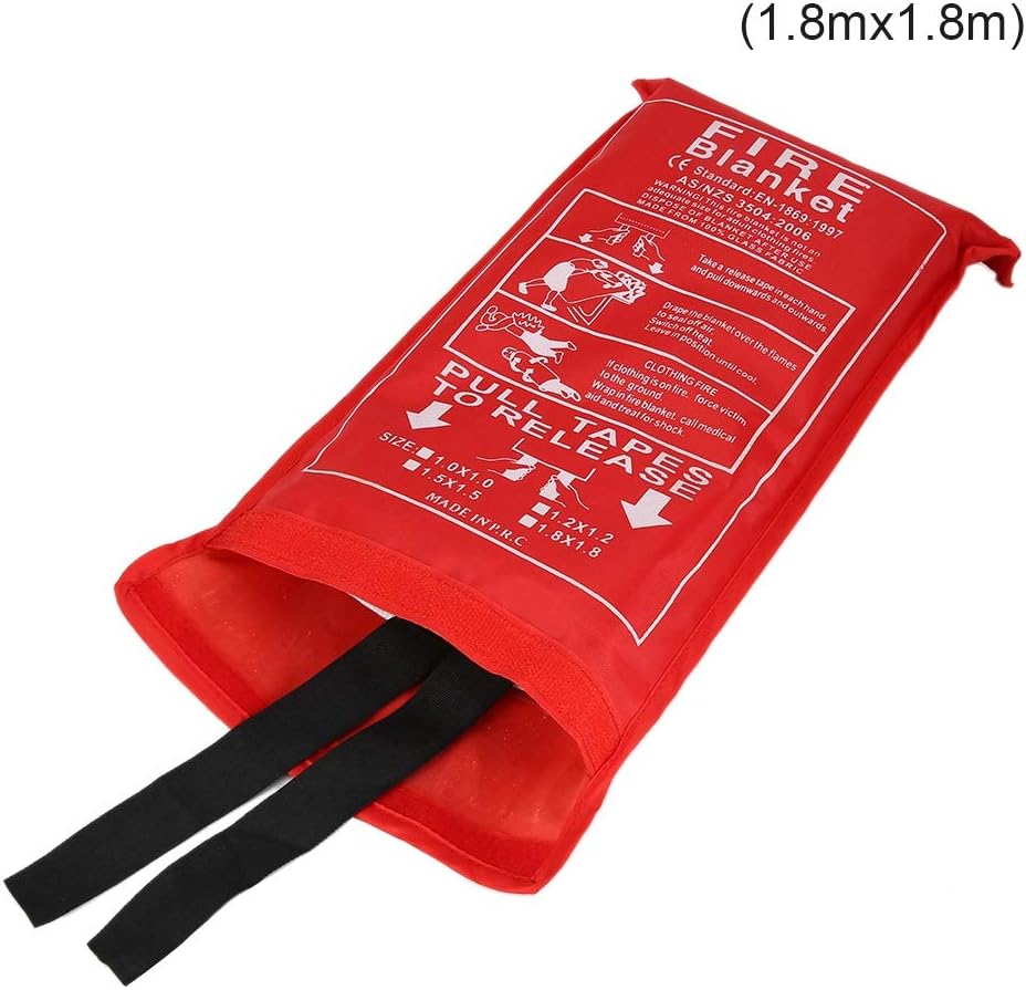 Ejoyous fir Blankets Emergency, Fireproof Fiberglass Safety Blanket Heavyweight Retardant Glass Fiber with Rugged Soft Case, for Camping Grill Offices Car Kitchens Restaurants (1.8mx1.8m)