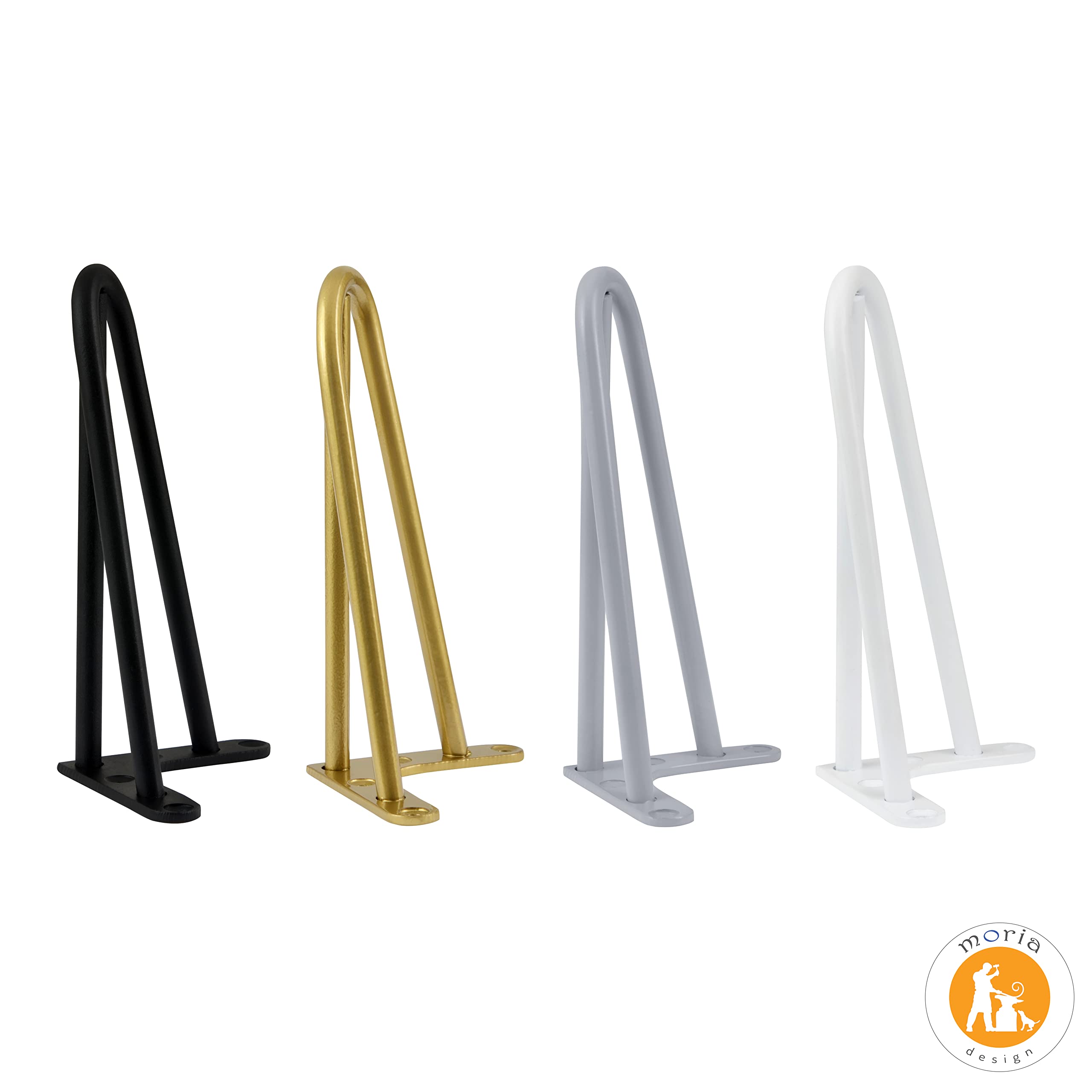 MORIA DESIGN Lot 4 Pieds Hairpin Legs 15 cm Gris, métal réglable pour Table