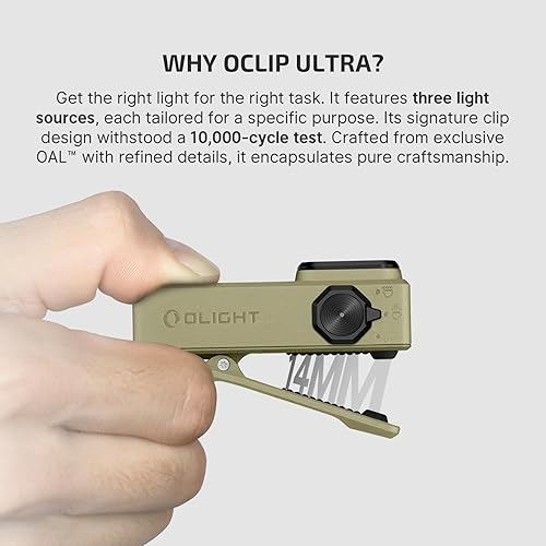 Miniatura 6 de OLIGHT Oclip Ultra - Linterna EDC con clip, 530 lúmenes, recargable con carga tipo C, combina reflector, foco y luz ultravioleta, luces magnéticas