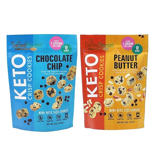 Too Good Gourmet Paquete de 2 galletas crujientes de chocolate y mantequilla de maní Snacks de postre Perfectamente horneadas Chips de chocolate,