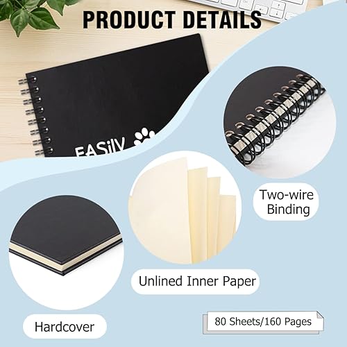 Miniatura 3 de Fácil de distraer con gatos y libros, 160 páginas de tapa dura, cuadernos en espiral en blanco, bonito cuaderno de regalo para amantes de los