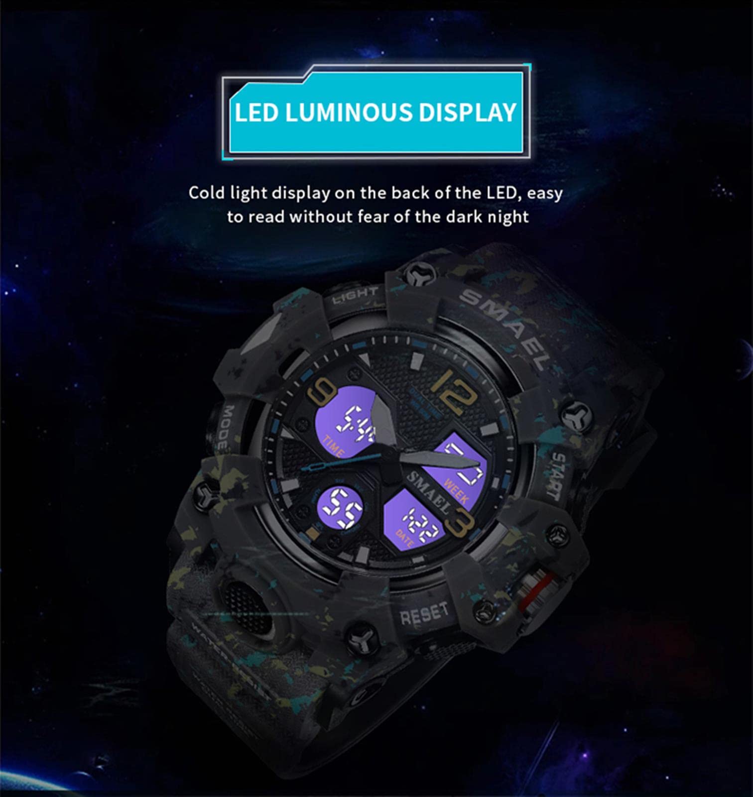 Montre Numerique Homme Etanche Waterproof Digital Militaire Montres avec LED Lumière Alarme Et Calendrier Date Course À Pied Homme Montre Bracelet