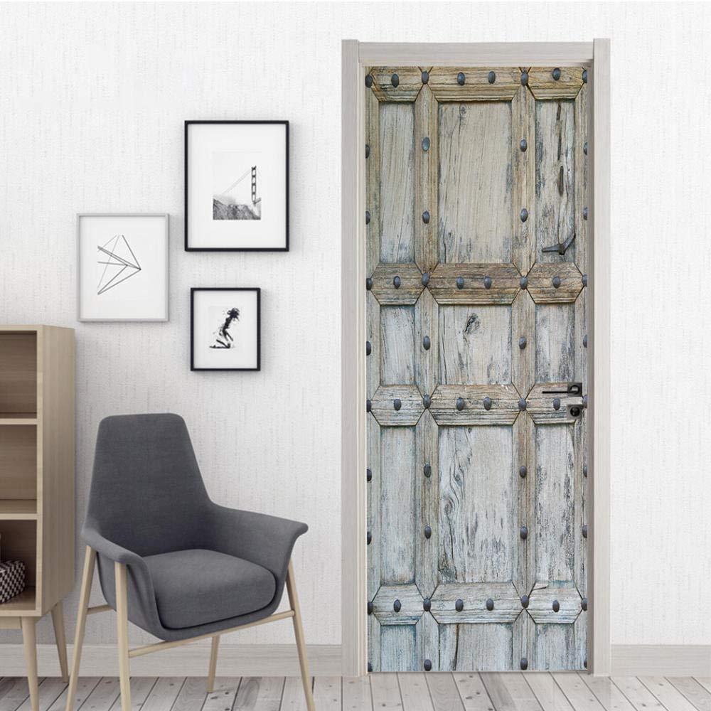 Autocollant Porte 3D Moto De Collection – Sticker Imperméable 100x200 Cm, Déco Mur Salon Chambre Garage