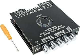TDA7498E Bluetooth Amplifier Board 160W×2+220W Subwoofer 2.1 Channel Audio Receiver Power Amplifier Module with Treble and Bass Control for DIY Speakers